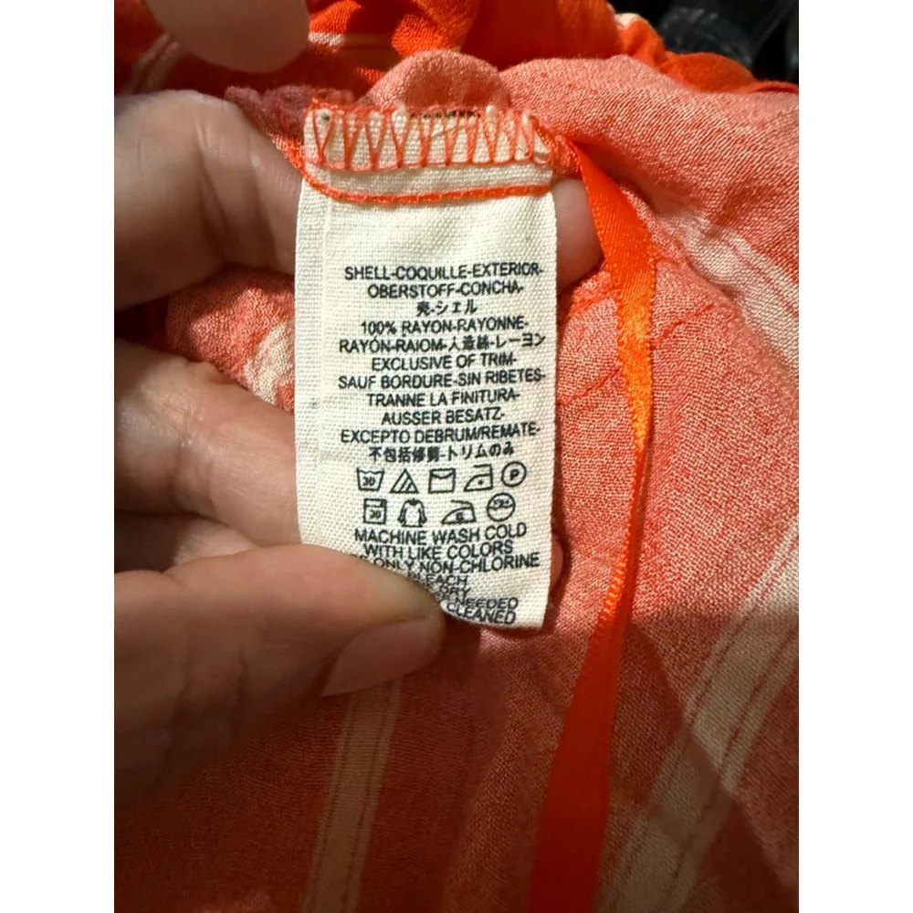 Women's Free People Orange White Striped Blouse Size L